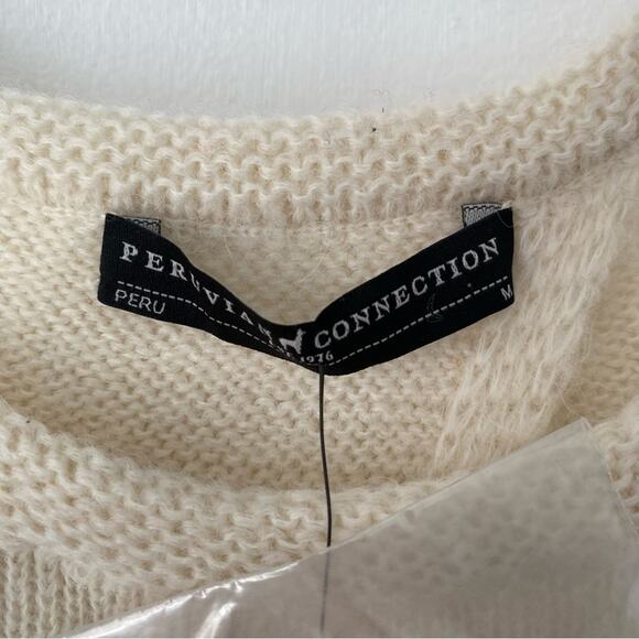 Peruvian Connection NWTs Angelica Pullover Open Back Cream Sweater Medium Alpaca - Picture 6 of 8